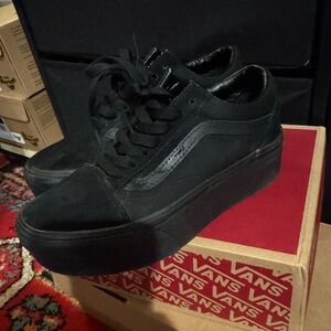 Vans Women's All-Black Platform Sneakers
